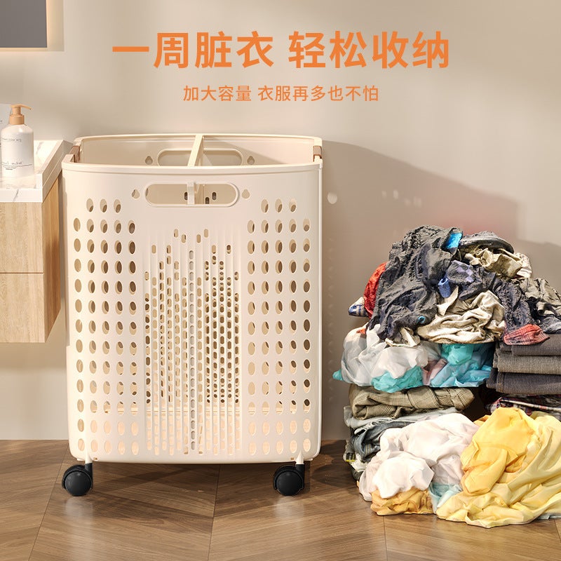 Pulled Household Large Capacity Folding Dirty Clothes Basket Baffle Dirty Clothes Basket Stackable Large Space Pulled Storage Basket - Image 4